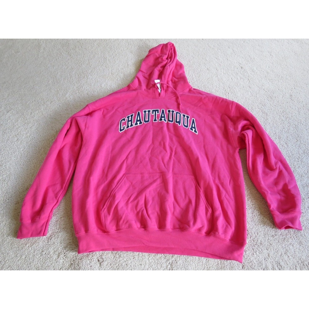 Gildan Womens XL Pink Hoodie Pullover Chautauqua New York Bookstore Heliconia